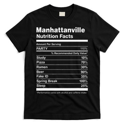 Manhattanville Nutrition Facts College University T-Shirt