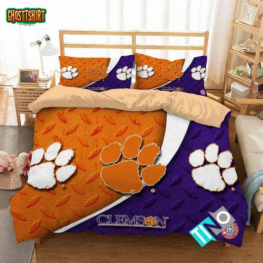 Ncaa Clemson Tigers 2 Logo N 3D Duvet Cover Bedding Set