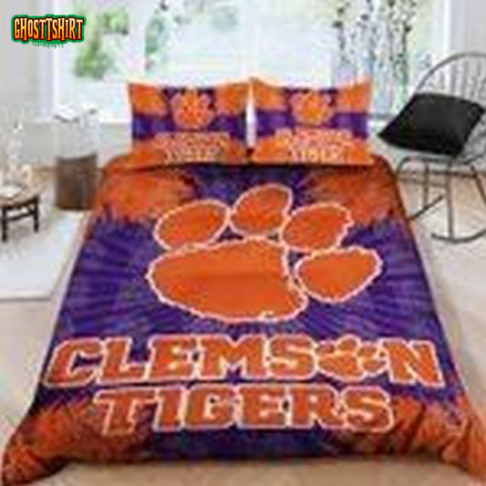 NCAA Clemson Tigers Logo Duvet Cover Bedding Set