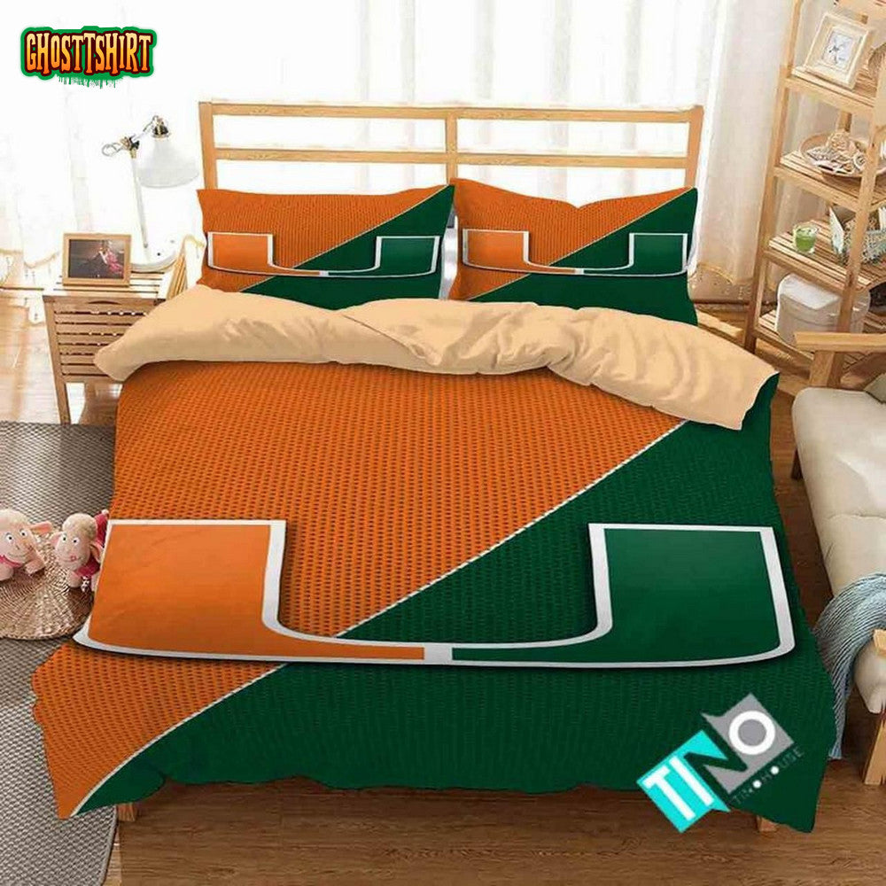 Ncaa Miami Hurricanes 1 Logo D 3D Duvet Cover Bedding Set