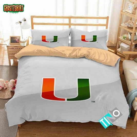 Ncaa Miami Hurricanes 1 Logo V 3D Duvet Cover Bedding Set