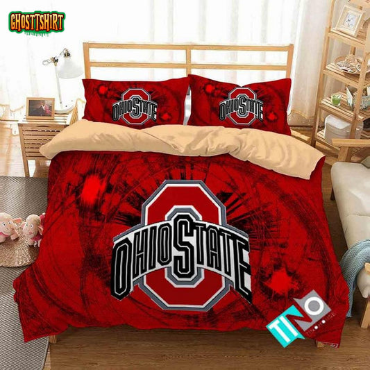 Ncaa Ohio State Buckeyes 3 Logo N 3D Duvet Cover Bedding Set