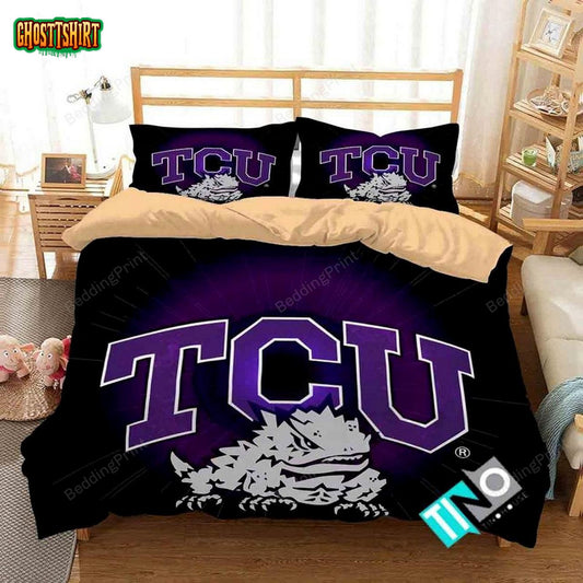 NCAA TCU Horned Frogs Logo Duvet Cover Bedding Set