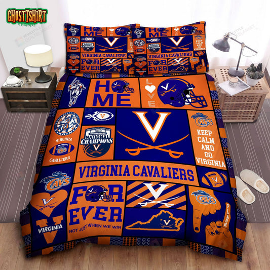 Ncaa Virginia Cavaliers Bed Sheets Spread Duvet Cover Bedding Set