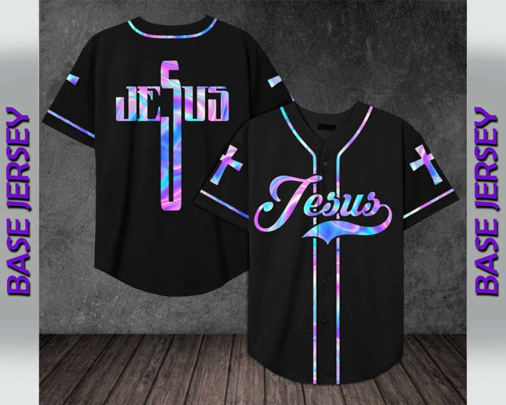 Neon Cross Christian Baseball Jersey | Colorful | Adult Unisex | S - 5XL Full Size - Aopprinter