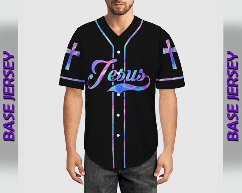 Neon Cross Christian Baseball Jersey | Colorful | Adult Unisex | S - 5XL Full Size - Aopprinter