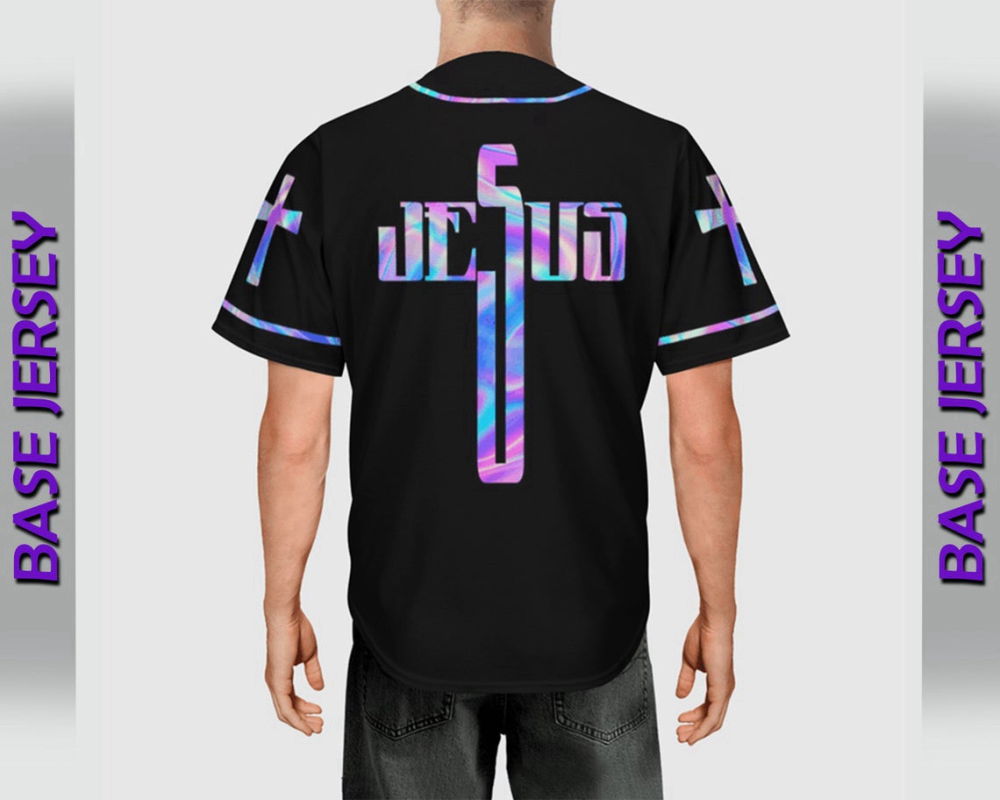 Neon Cross Christian Baseball Jersey | Colorful | Adult Unisex | S - 5XL Full Size - Aopprinter