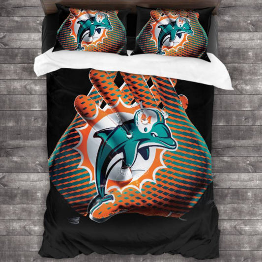 NFL Miami Dolphins Black Orange Bedding Set