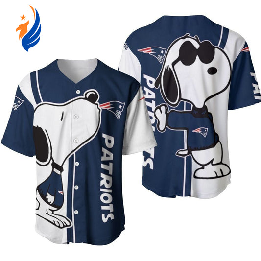 New England Patriots snoopy lover Printed Baseball Jersey - Gift for Women Men - Bafud
