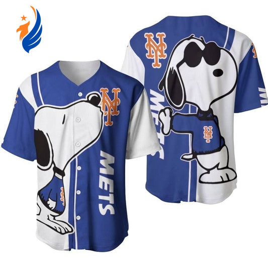 New York Mets snoopy lover Printed Baseball Jersey - Gift for Women Men - Bafud