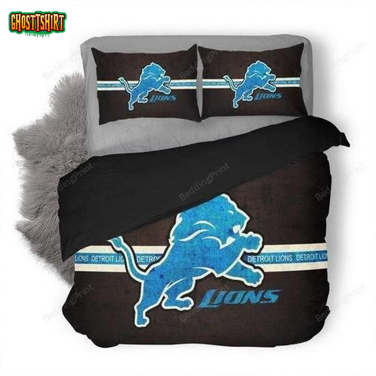 Nfl Detroit Lions 3D Logo Printed Bedding Set