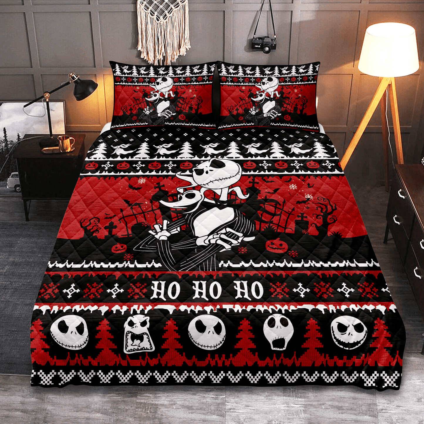Personalized Nightmare Before Christmas Red Quilt Bedding Set for Bedroom