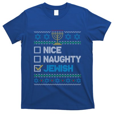 Nice Naughty Jewish Ugly Christmas Sweater Funny Hanukkah Gift T-Shirt