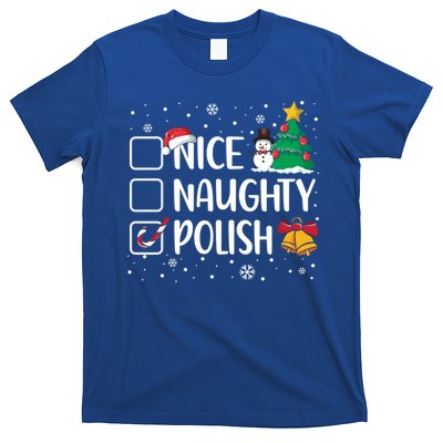 Naughty Nice Polish Gift Santa Hat Poland Christmas Gift T-Shirt
