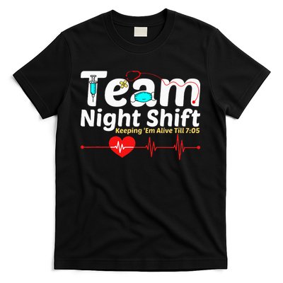Night Shift Nurse Life RN LPN CNA Healthcare Heartbeat Love T-Shirt