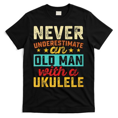 Old Man With Ukulele Hawaiian Guitar Player Music Musician T-Shirt