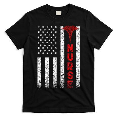 Patriotic American USA Flag Registered Nurse T-Shirt