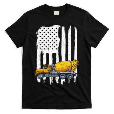 Patriotic Cement Truck Driver Concrete Mixer American Flag T-Shirt