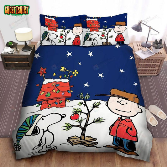 Peanuts Charlie Brown & Snoopy Decorating For Christmas Bed Sheets Duvet Cover Bedding Set