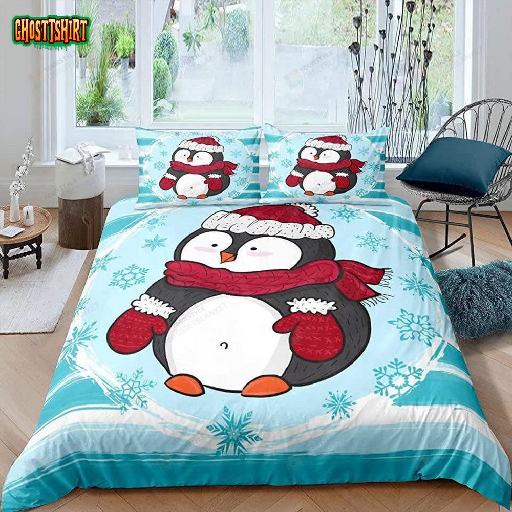 Penguin Christmas Bed Sheets Duvet Cover Bedding Set