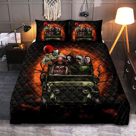 Personalized Pennywise Halloween Moonlight 3-pc Quilt Bedding Set with Friends