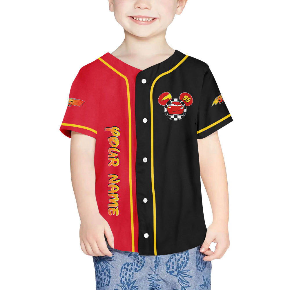 Custom Mickey Lightning McQueen Baseball Jersey - Perfect Disney Birthday Gift for Kids & Baseball Fans - Bafud
