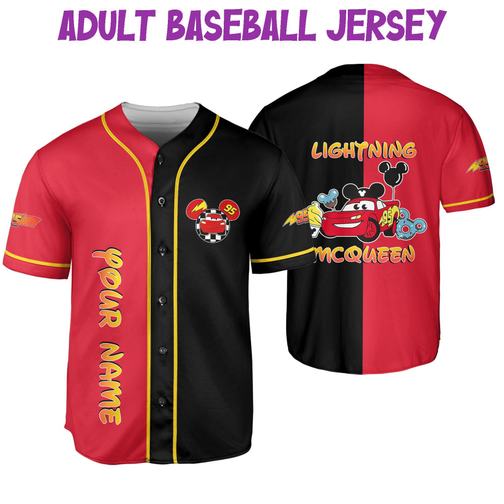 Custom Mickey Lightning McQueen Baseball Jersey - Perfect Disney Birthday Gift for Kids & Baseball Fans - Bafud