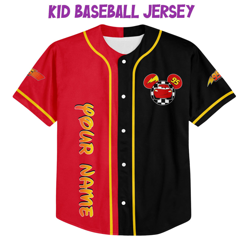Custom Mickey Lightning McQueen Baseball Jersey - Perfect Disney Birthday Gift for Kids & Baseball Fans - Bafud