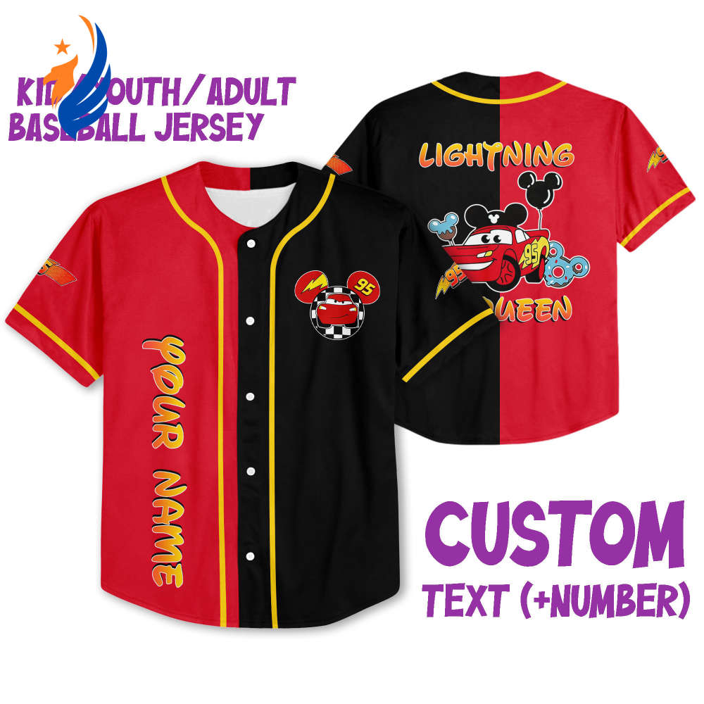 Custom Mickey Lightning McQueen Baseball Jersey - Perfect Disney Birthday Gift for Kids & Baseball Fans - Bafud