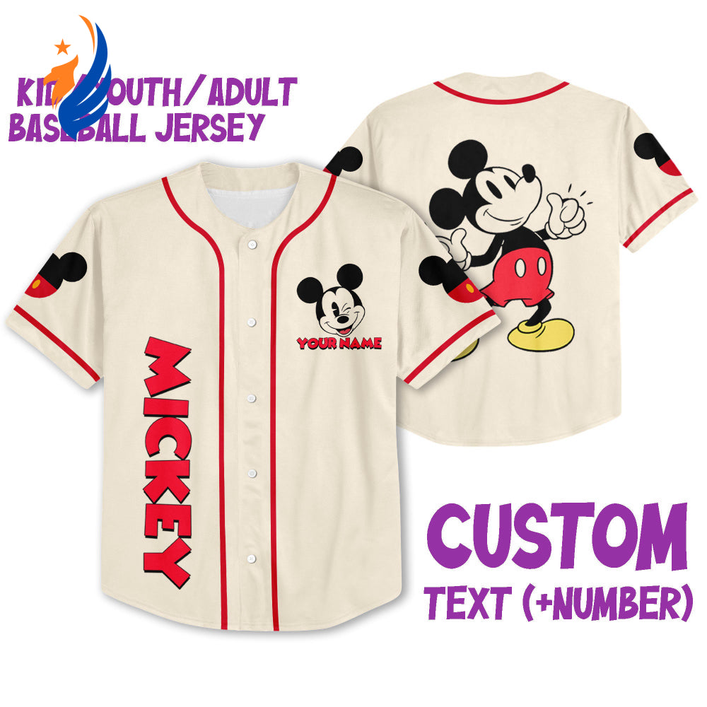 Personalize Jersey Mickey: Disney Baseball Tee for Fans - Cute Gifts Magic Kingdom Birthday Gift - Bafud