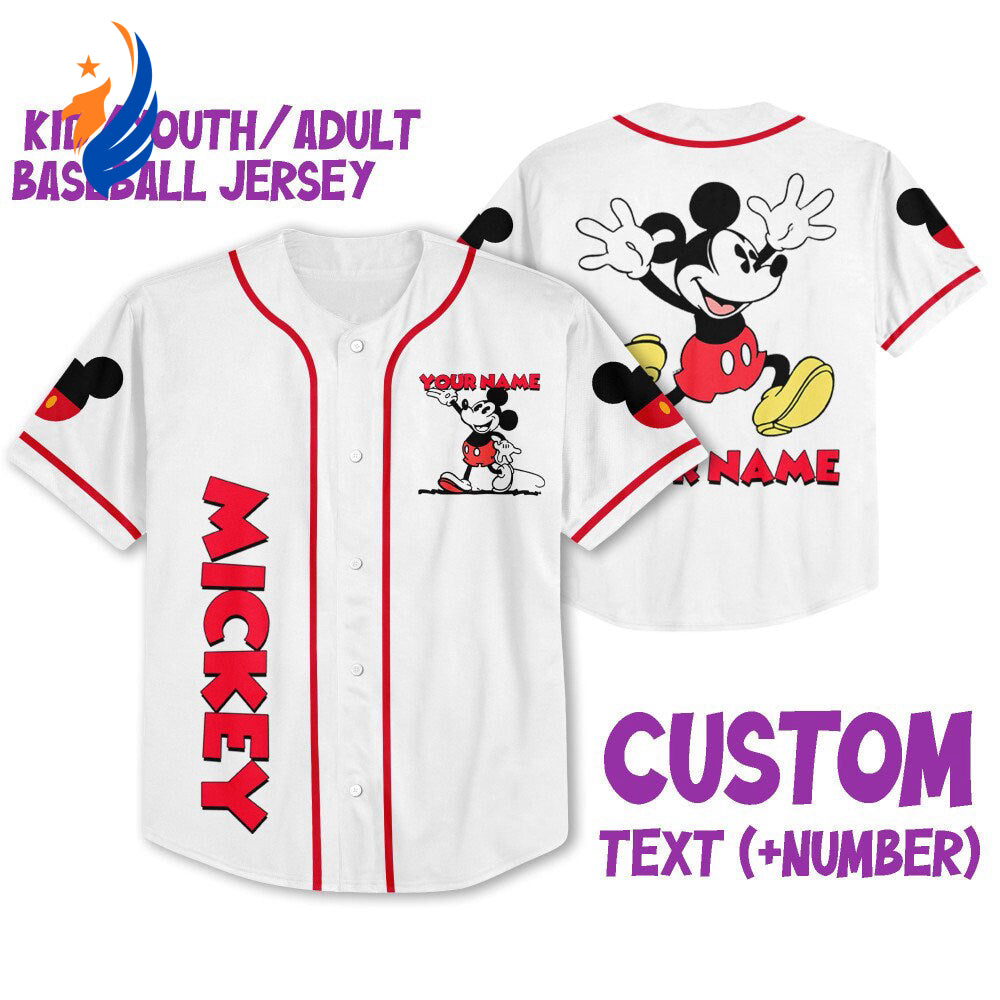Personalize Mickey Lucky Jersey: Disney Baseball Sports Cute Fan Gifts - Best Birthday Gift - Bafud