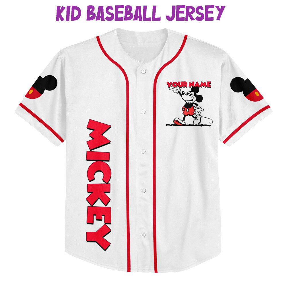 Personalize Mickey Lucky Jersey: Disney Baseball Sports Cute Fan Gifts - Best Birthday Gift - Bafud