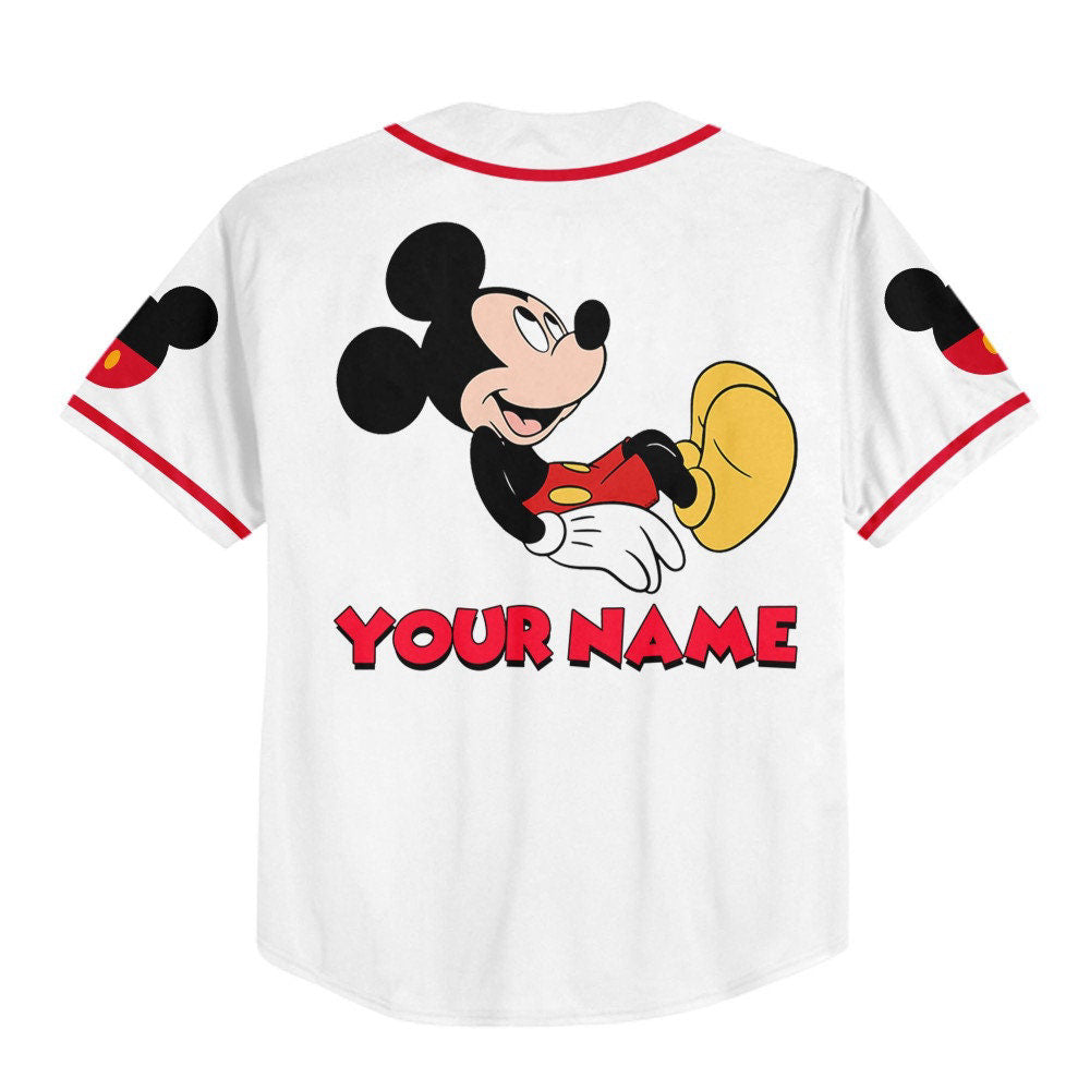 Disney Personalized Mickey Smile Jersey - Cute Baseball Sports Gift for Fans Best Birthday Present - Bafud