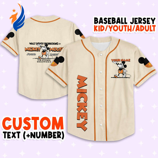 Vintage Mickey Jersey: Personalize Your Disney Baseball Style! Perfect Gift for Fans Magic Kingdom Tee Birthday Surprise! - Bafud
