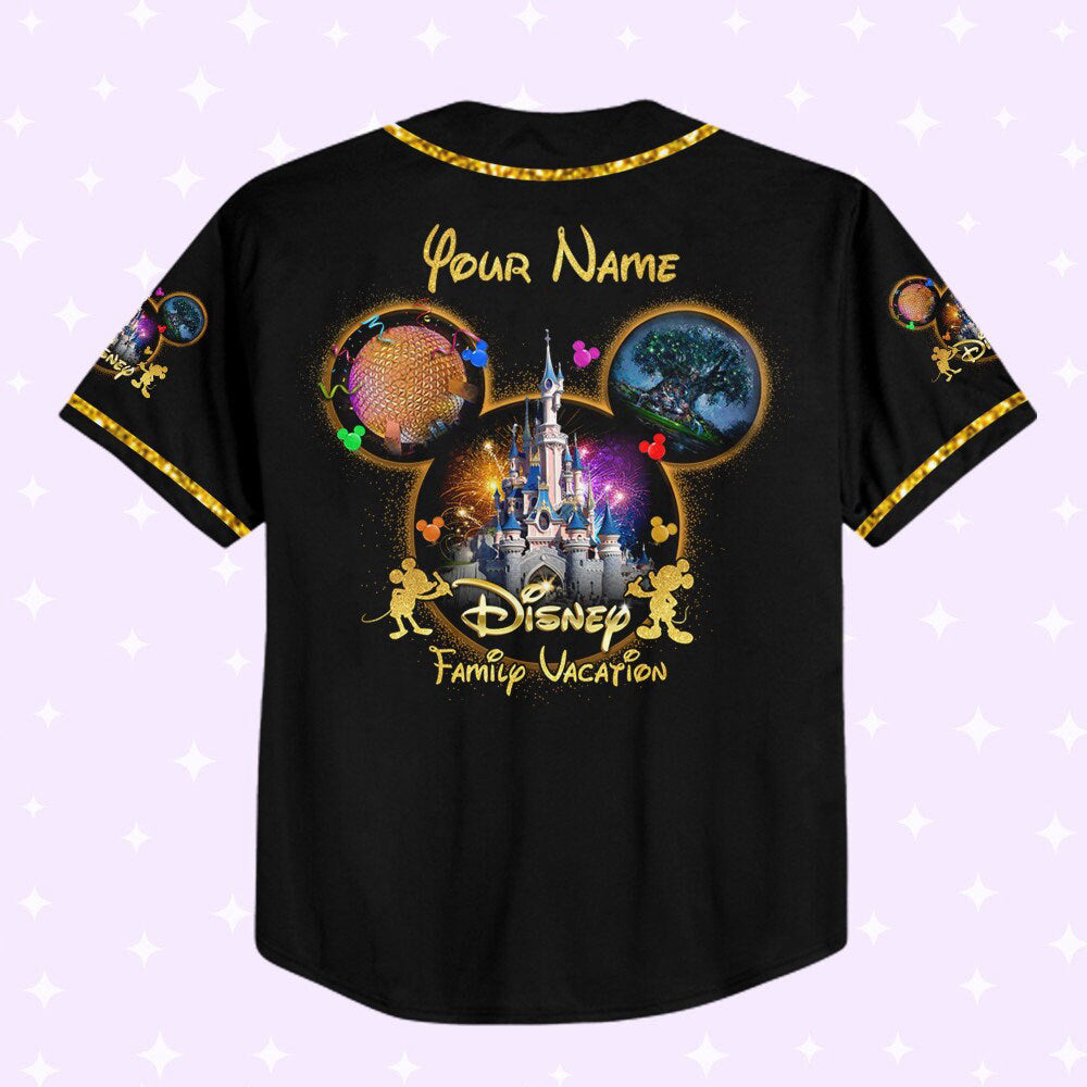 Custom 3D Disney Baseball Jersey - Personalize Mickey Gold Texture for Kids Youth and Adults - Cute Gift for Fans - Bafud