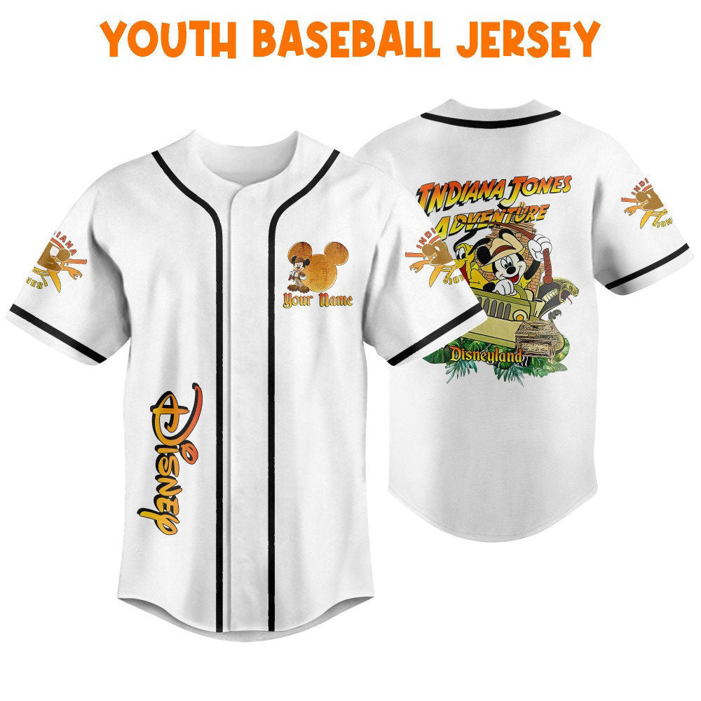Disney Mickey and Pluto Indiana Jones Adventure Jersey – Personalized Retro Disney Baseball Sports Apparel Perfect Gifts for Fans - Bafud