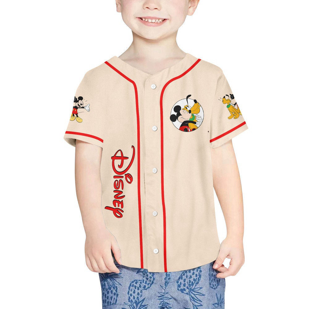 Vintage Disney Mickey and Pluto Baseball Jersey: Personalized Sports Gifts for Fans - Bafud