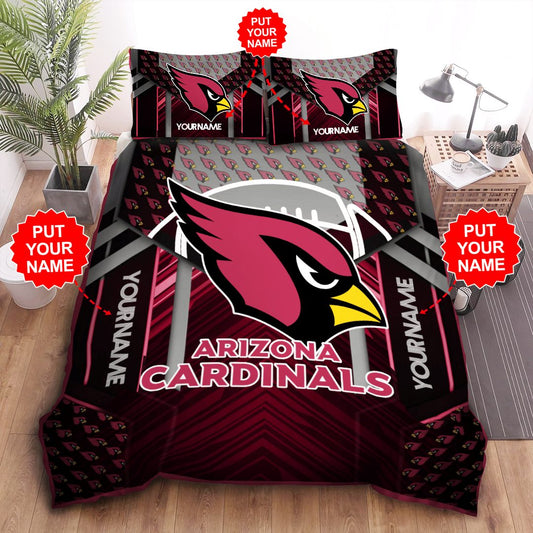 NFL Arizona Cardinals Custom Name Black Red Bedding Set