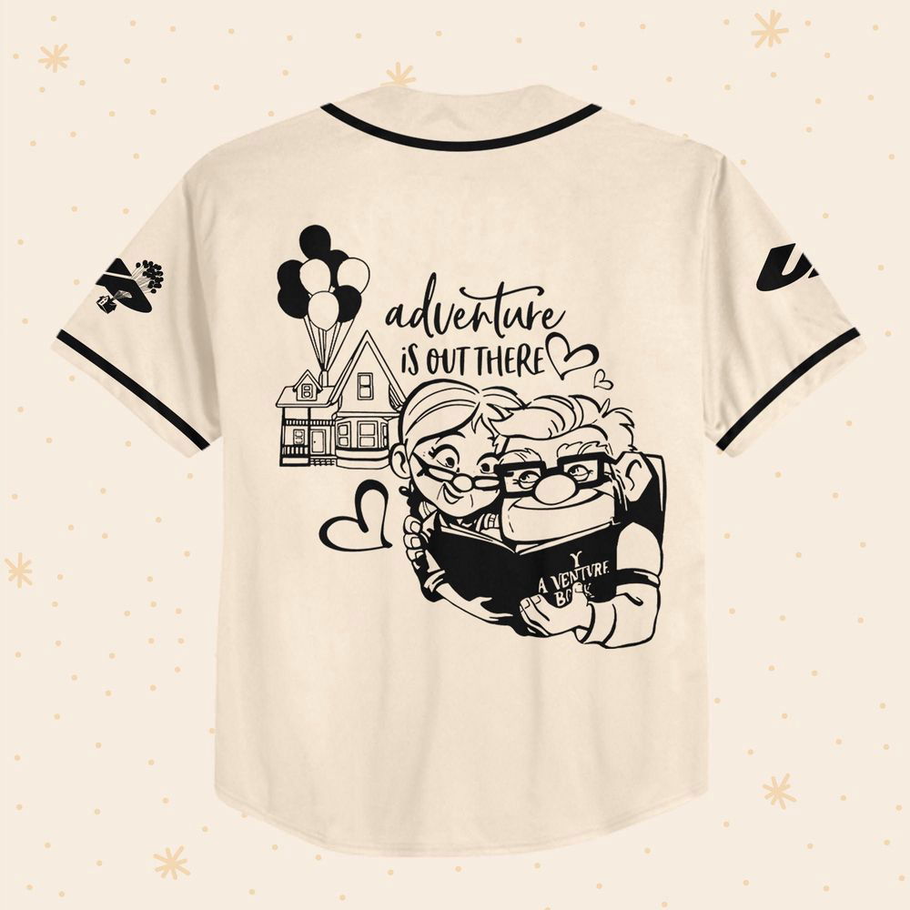 Personalized Disney Pixar UP Carl And Ellie Adventure Is Out Here Baseball Jersey - lylyprint.com