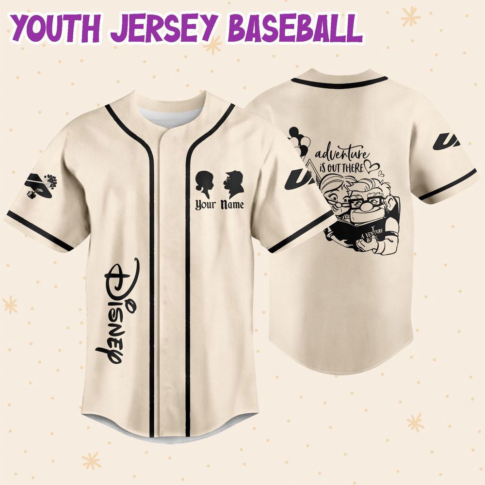 Personalized Disney Pixar UP Carl And Ellie Adventure Is Out Here Baseball Jersey - lylyprint.com