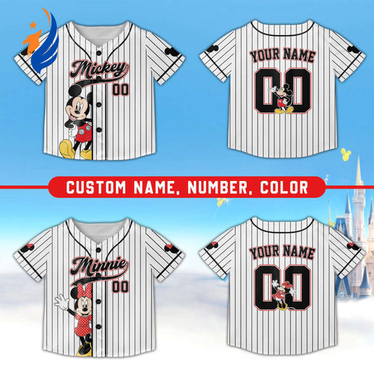 Custom Personalized Disney Mickey Baseball Jersey - Magical Kingdom Mickey and Friends Jersey for Kids Youth and Adults - Bafud