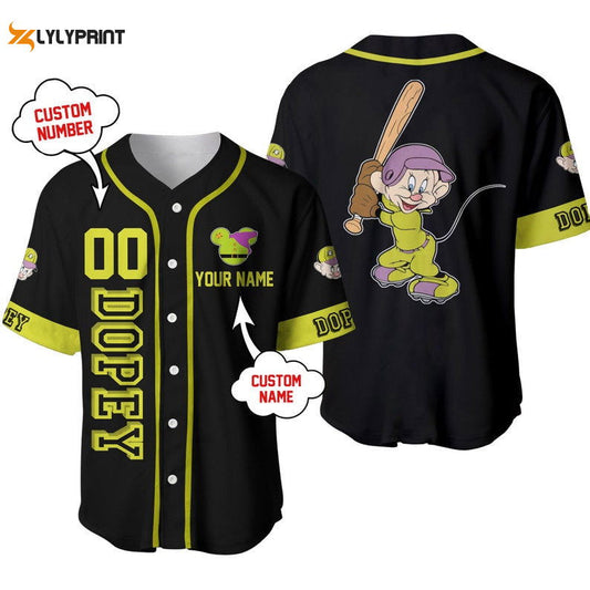 Personalized Dopey Dwarf Snow White Playing Baseball All Over Print Baseball Jersey - lylyprint.com