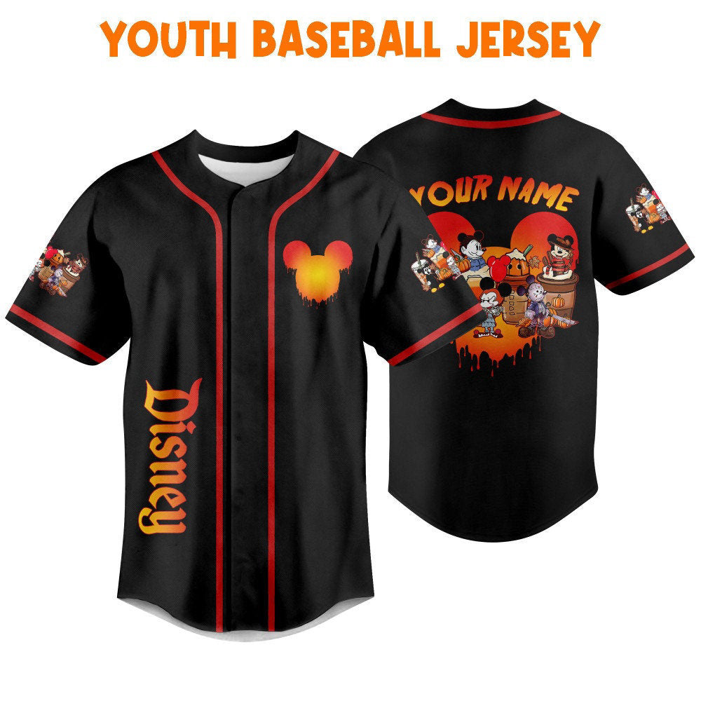 Custom Horror Disney Mickey Mouse Coffee & Baseball Jersey - Perfect Gifts for Disney Fans - Bafud