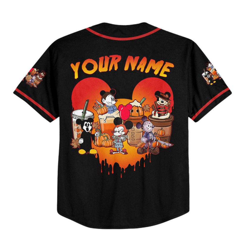 Custom Horror Disney Mickey Mouse Coffee & Baseball Jersey - Perfect Gifts for Disney Fans - Bafud