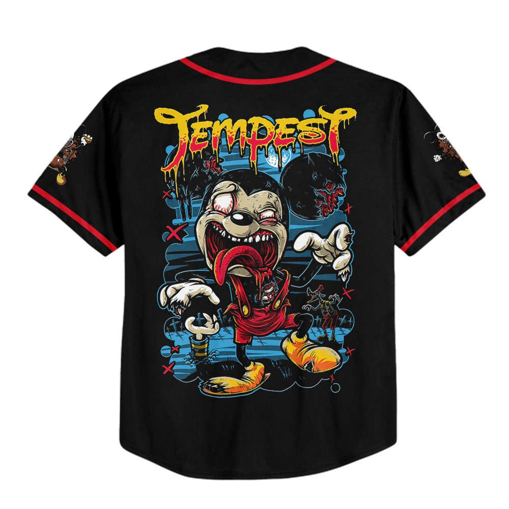 Personalized Horror Disney Mickey Zombie Mouse Tempest: Baseball Jersey for Disney Fans Cute Gifts - Bafud
