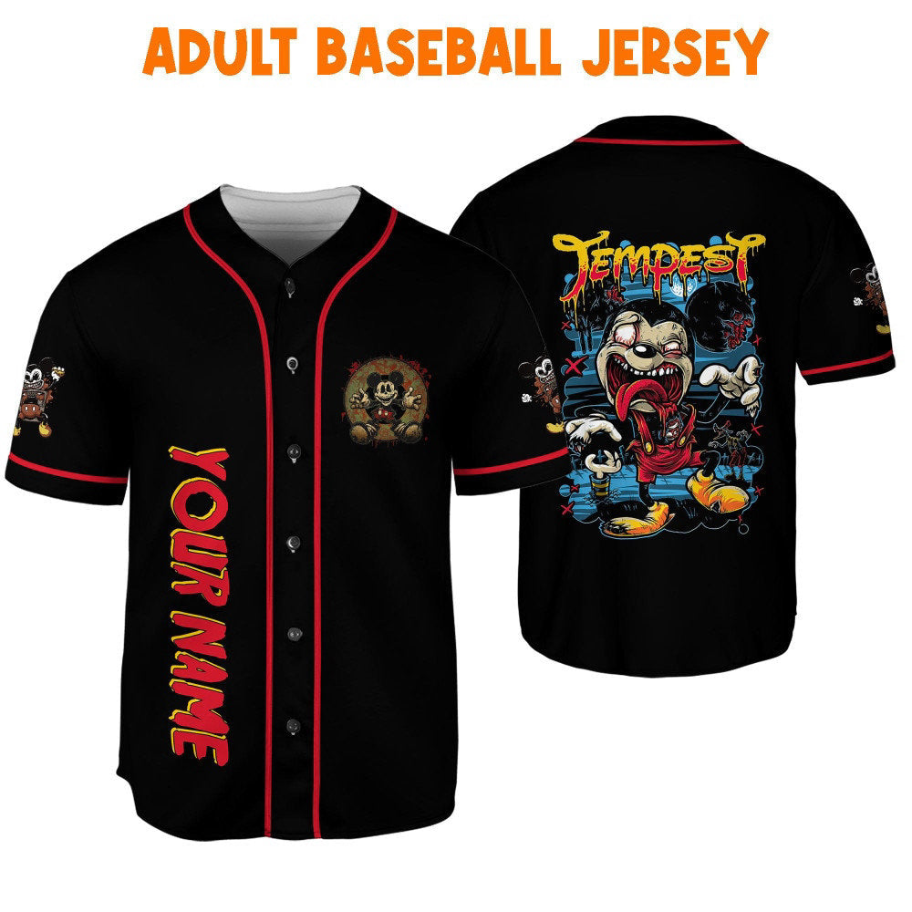 Personalized Horror Disney Mickey Zombie Mouse Tempest: Baseball Jersey for Disney Fans Cute Gifts - Bafud