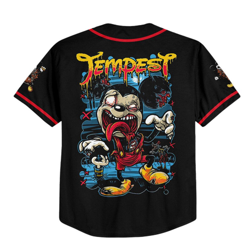 Personalized Horror Disney Mickey Zombie Mouse Tempest: Disney Baseball Jersey for Fans - Cute Custom Gifts - Bafud