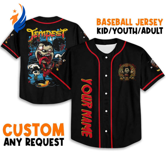 Personalized Horror Disney Mickey Zombie Mouse Tempest: Baseball Jersey for Disney Fans Cute Gifts - Bafud