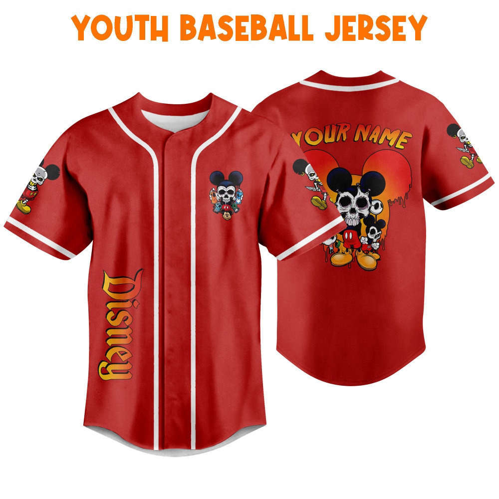 Personalized Horror Disney Scary Mickey Mouse Skull - Baseball Jersey for Fans - Cute Disney Gifts - Bafud