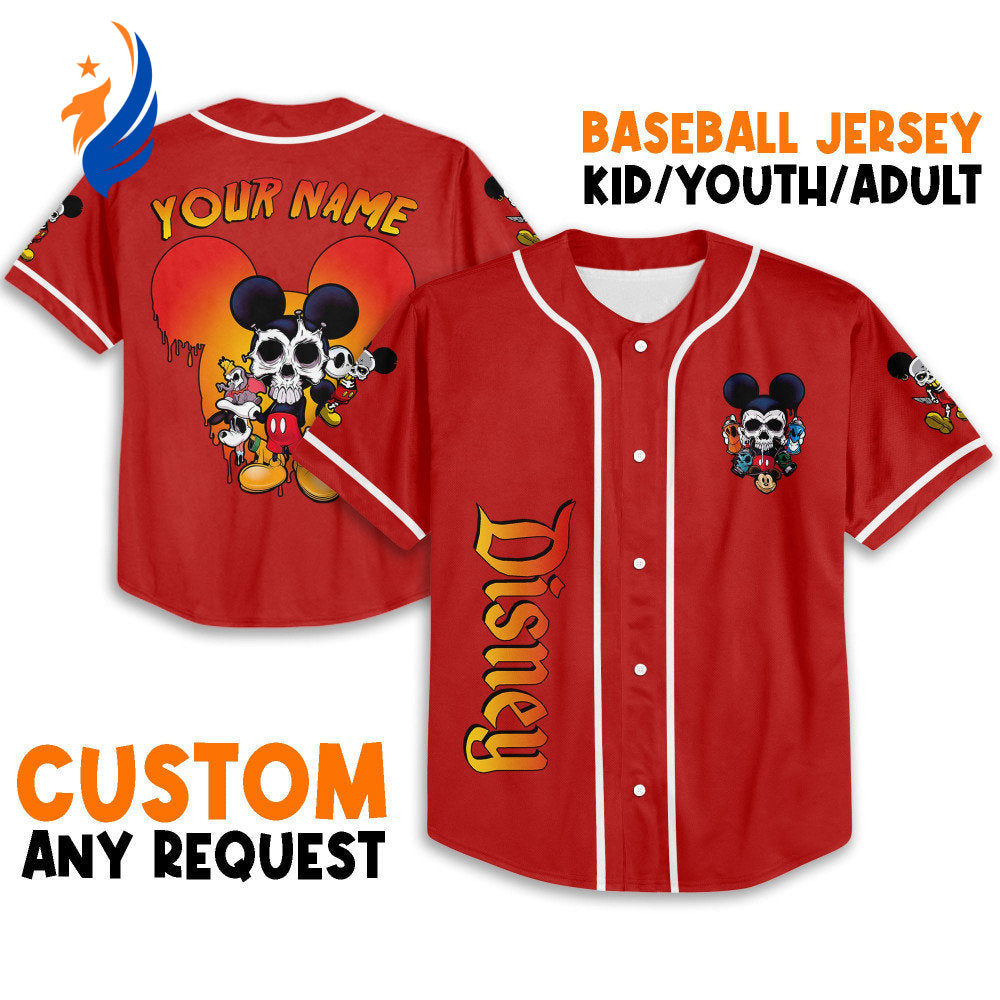 Personalized Horror Disney Scary Mickey Mouse Skull - Baseball Jersey for Fans - Cute Disney Gifts - Bafud